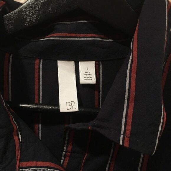 New BP Navy 3/4 button Striped Long Sleeve Top Lg - Picture 4 of 5